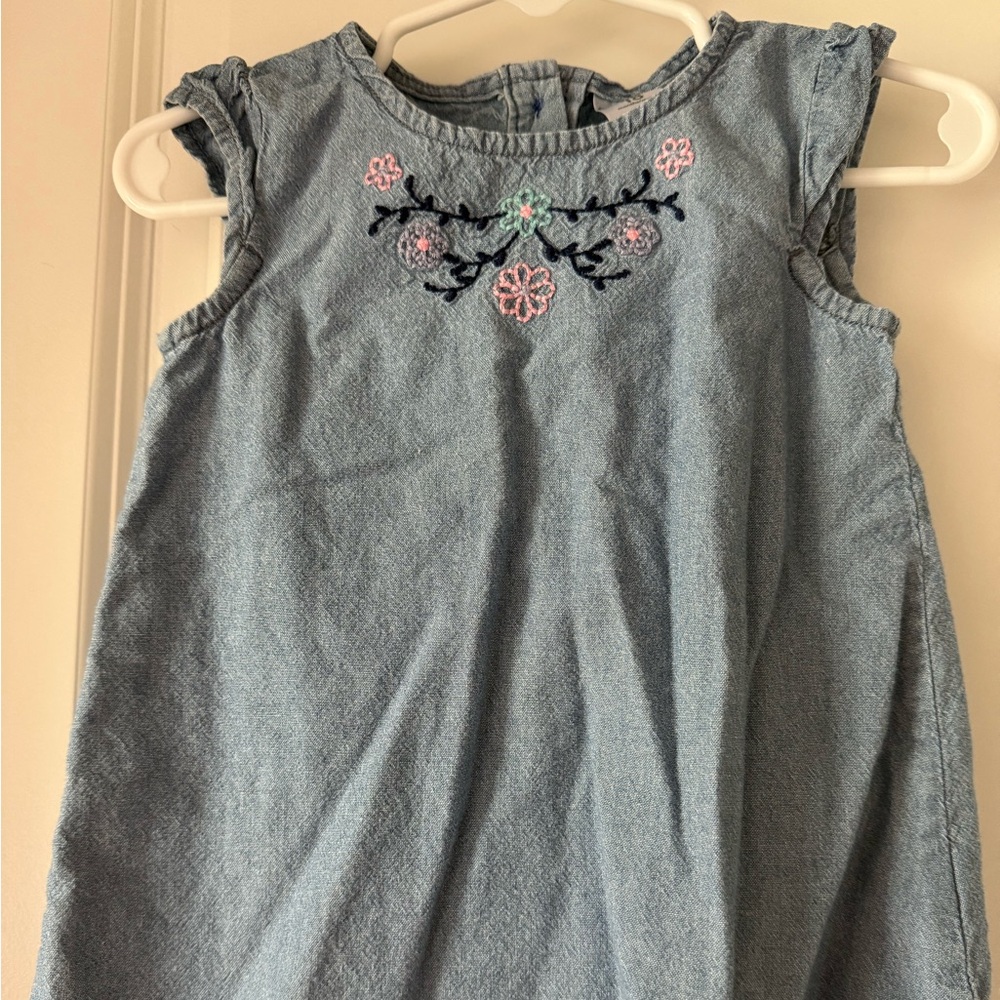 Carter's Denim Dress with Pink Floral Design - Size 18 mos - Preloved